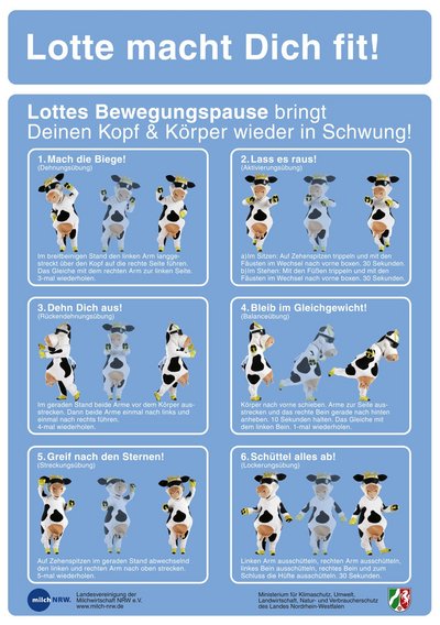 Poster zur Lottes Bewegungspause mit 6 Uebungen