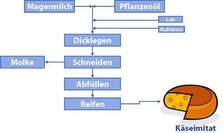 Herstellung von Käseimitaten mit Milchinhaltsstoffen