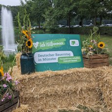 Willkommensschild zur Abendveranstaltung beim Dt. Bauerntag