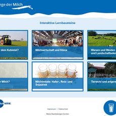 Übersicht der interaktiver Lernbausteine des Projekts WegederMilch