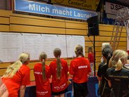 Die Teams checken ihre Ergebnisse